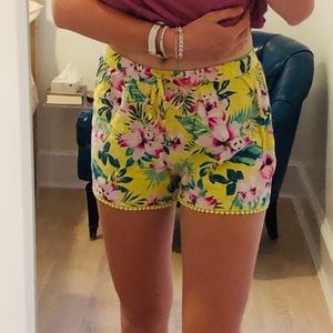 Hollister Yellow Tropical Floral Shorts XS